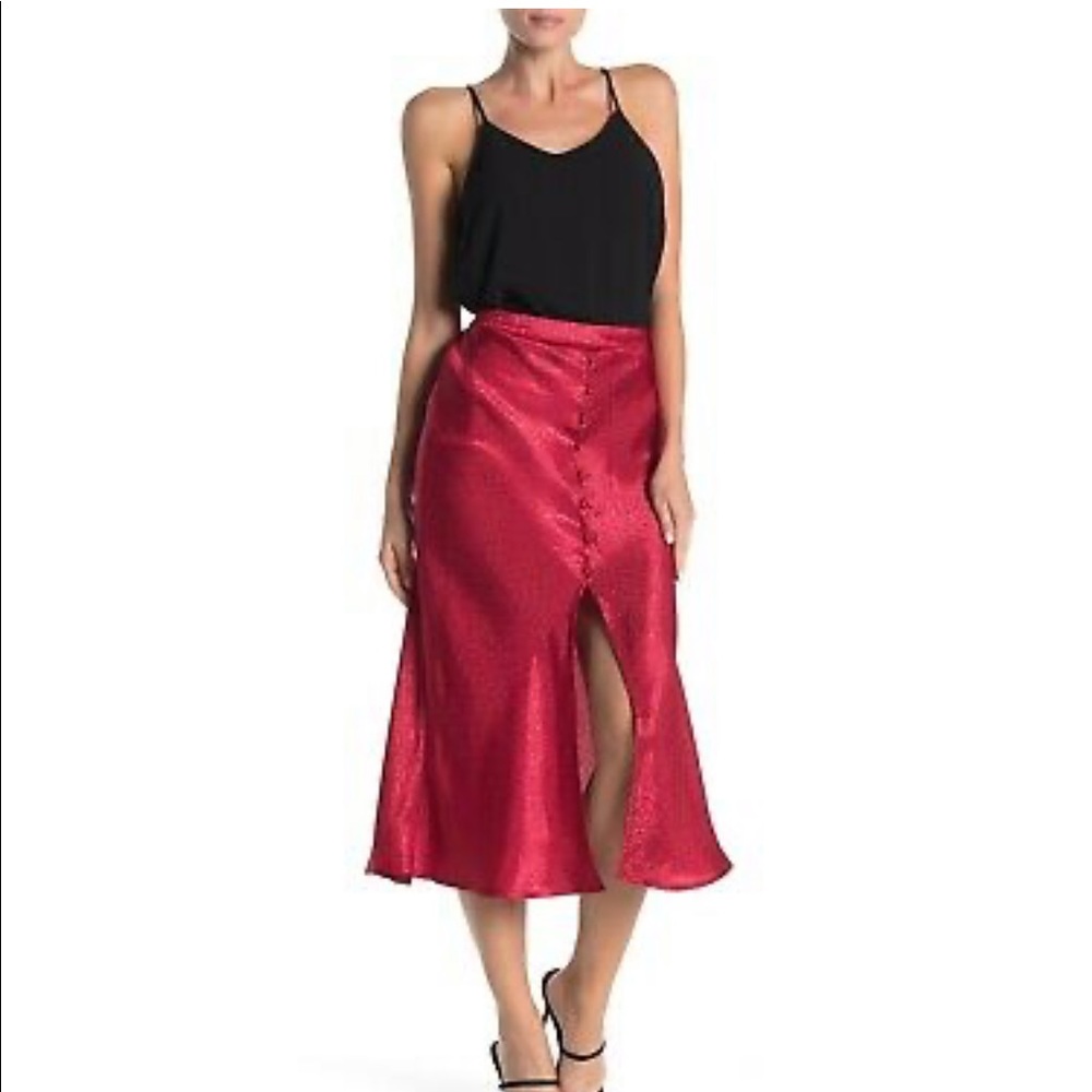 NSR Tonal Leopard Skirt - Red Silk